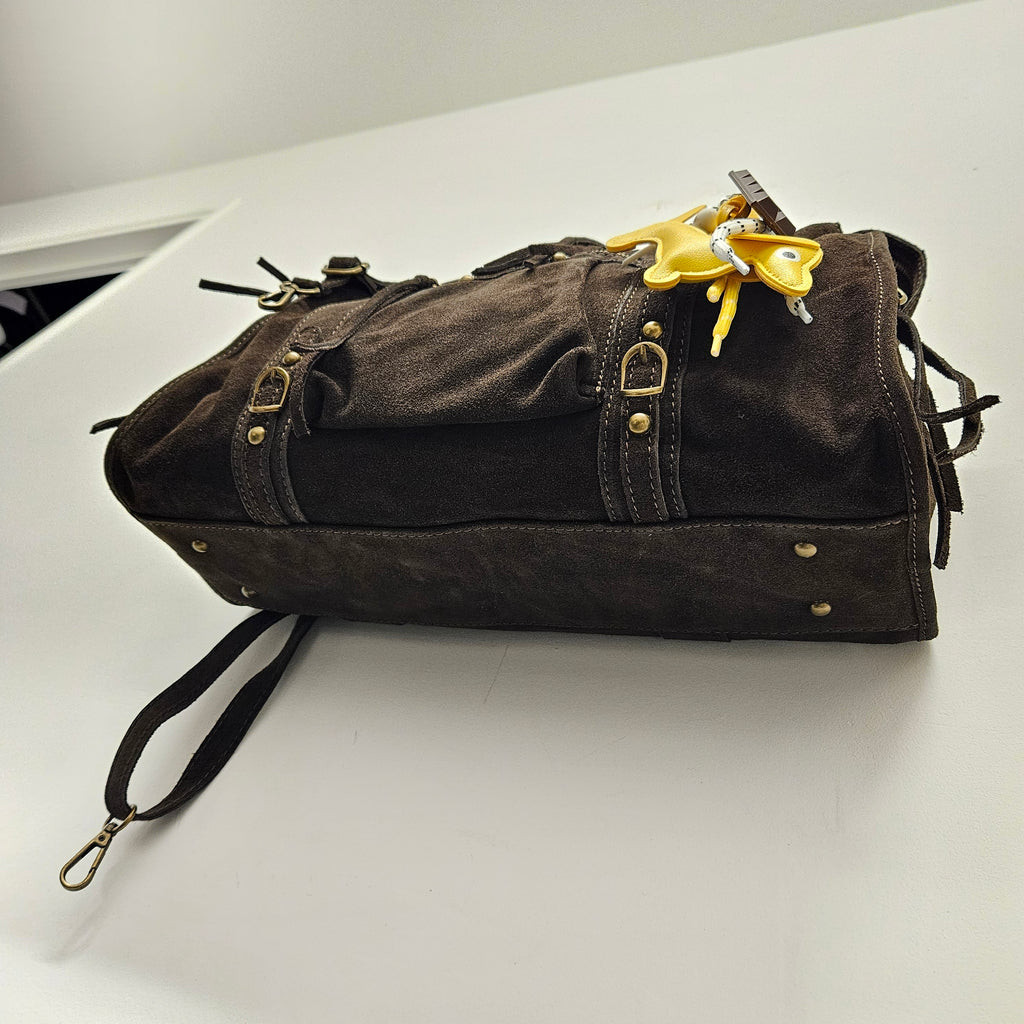 Grand Sac à main idéal pour les Cours , Bureau , Travaille , Week-End , Fourre-Tout Cuir Daim Chocolat