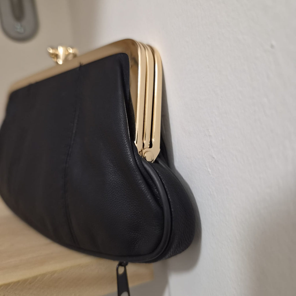 Porte monnaie Noir Vintage en Cuir