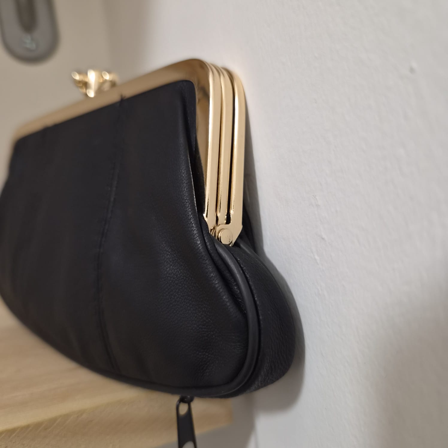 Porte monnaie Noir Vintage en Cuir
