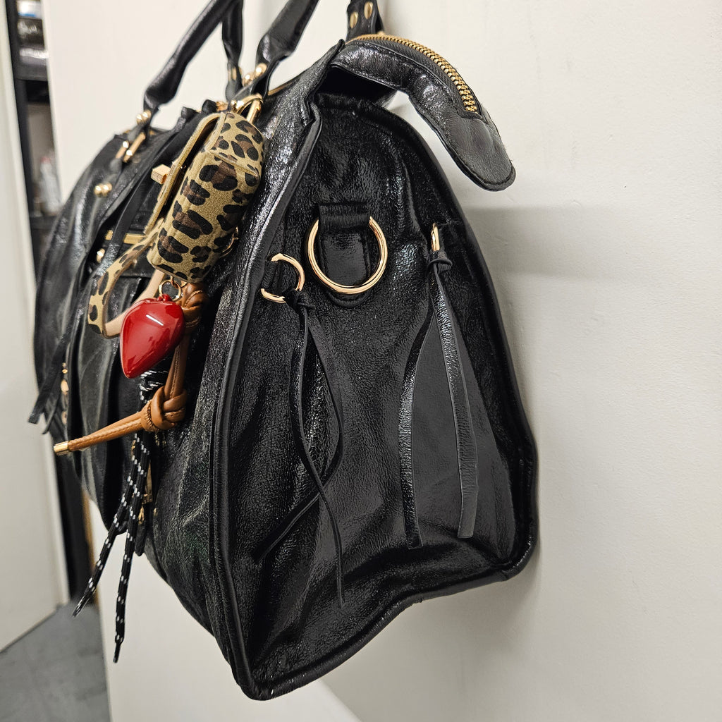 Grand Sac à main noir irisée idéal pour les Cours , Bureau , Travaille , Week-End , Fourre-Tout