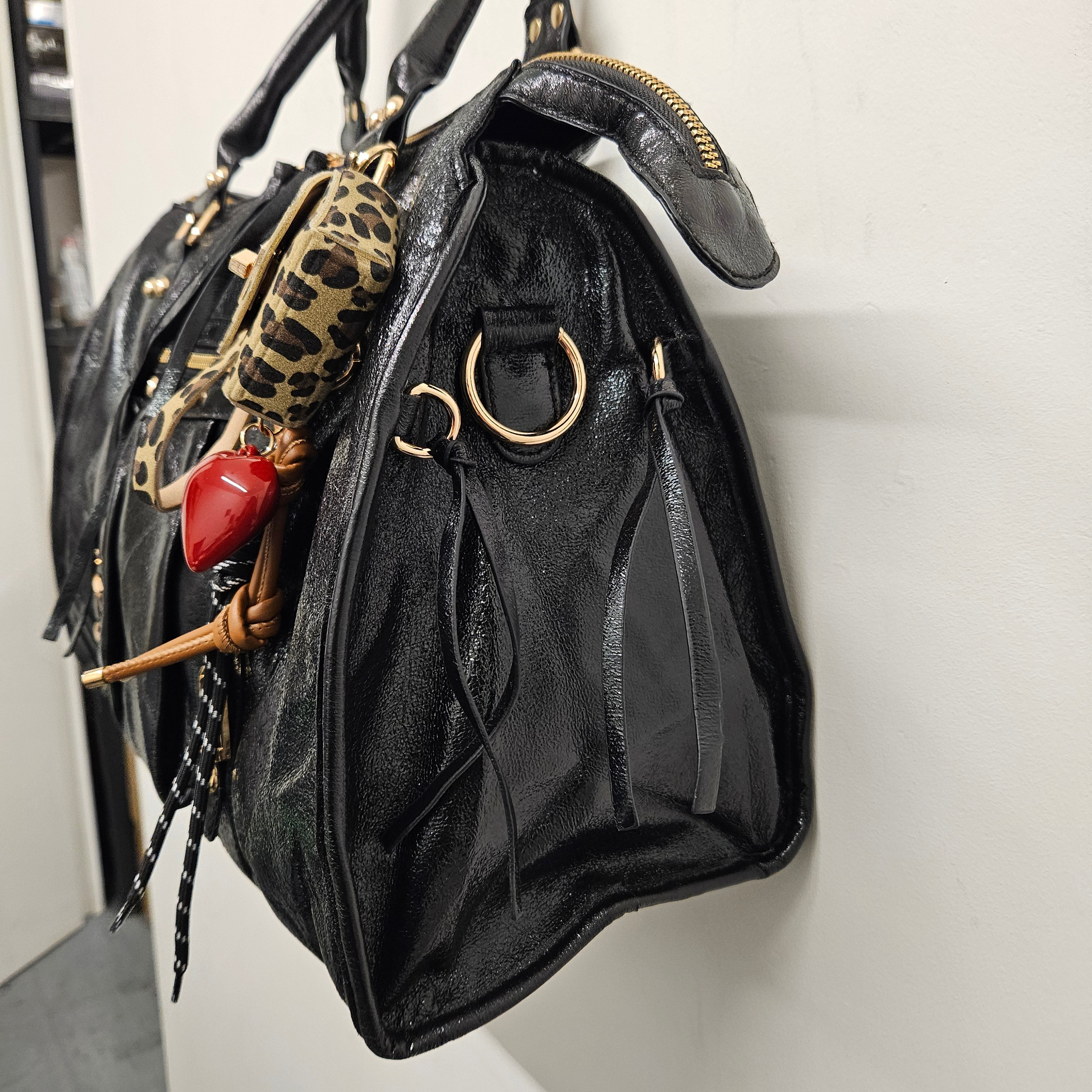 Grand Sac à main noir irisée idéal pour les Cours , Bureau , Travaille , Week-End , Fourre-Tout