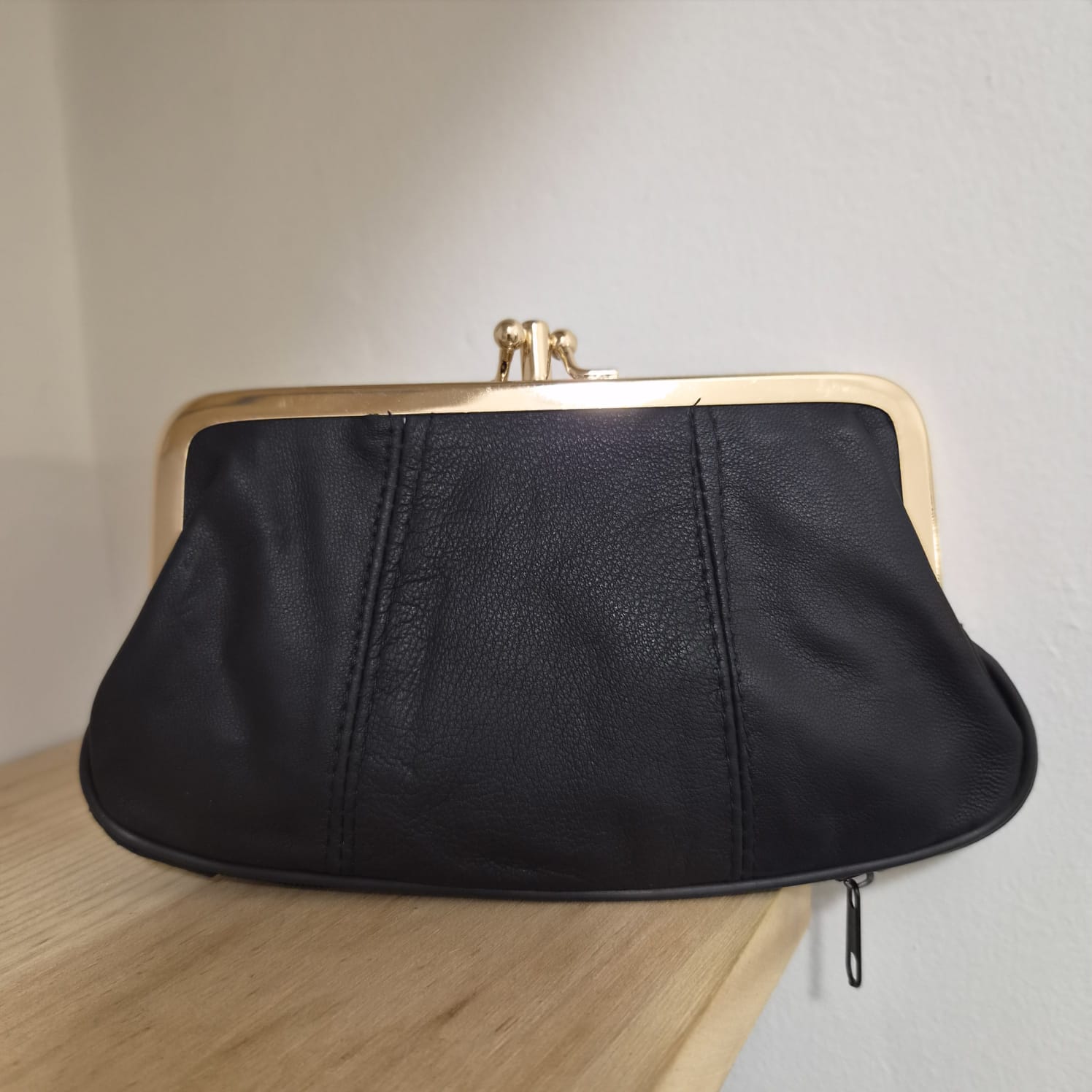 Porte monnaie Noir Vintage en Cuir