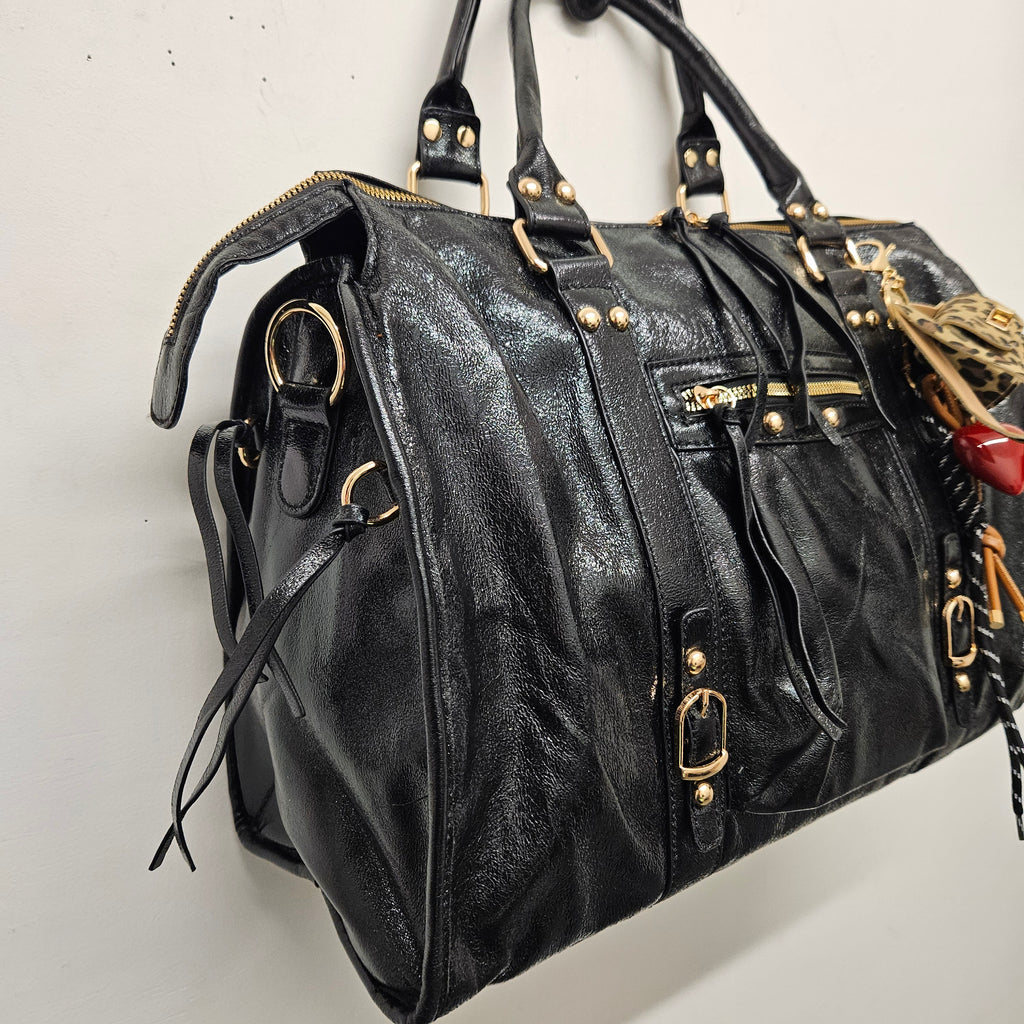 Grand Sac à main noir irisée idéal pour les Cours , Bureau , Travaille , Week-End , Fourre-Tout