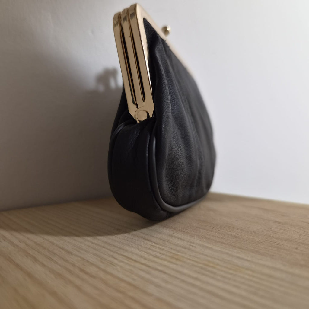 Porte monnaie Noir Vintage en Cuir