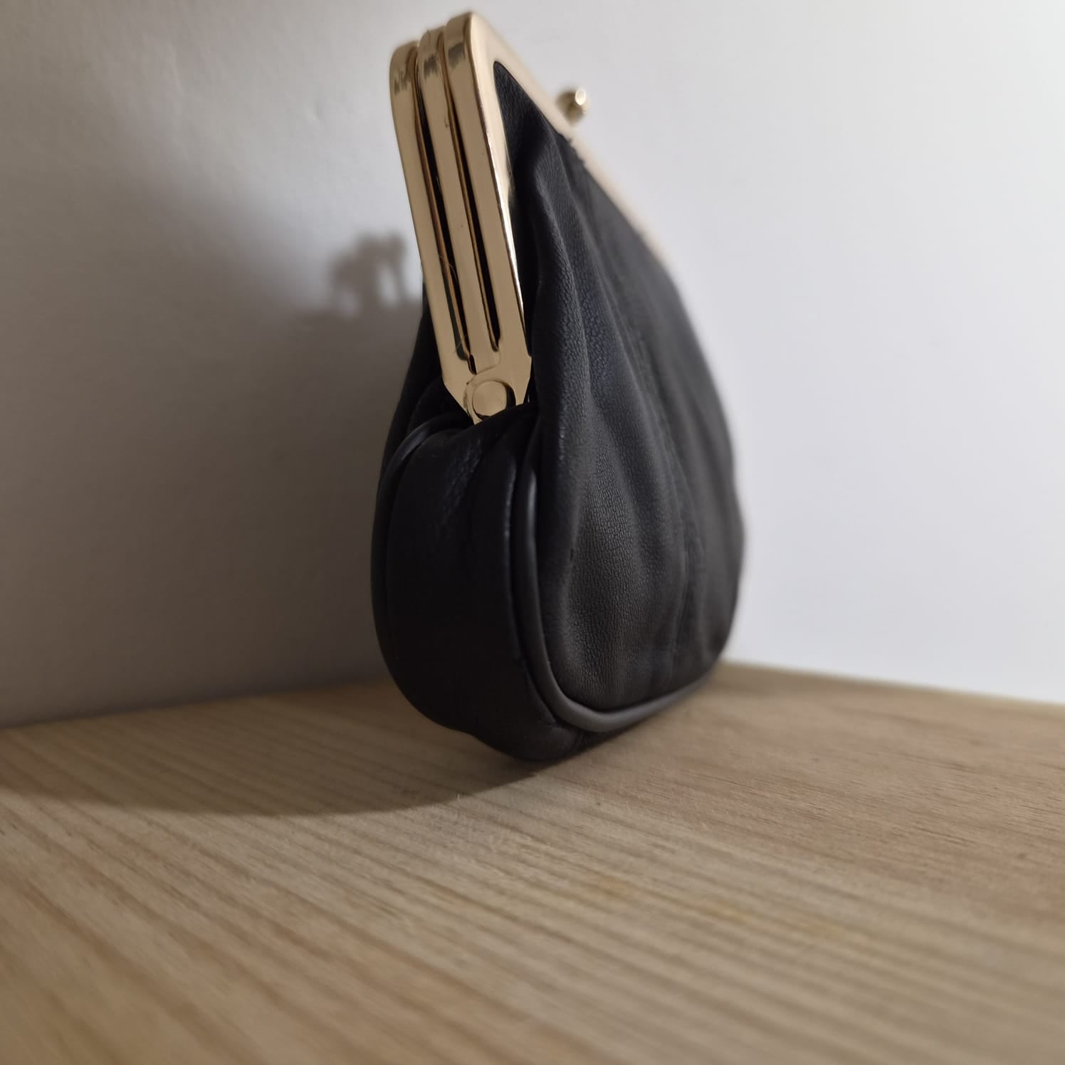 Porte monnaie Noir Vintage en Cuir