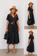 Robe midi à pois – Taille unique
Élégante et intemporelle