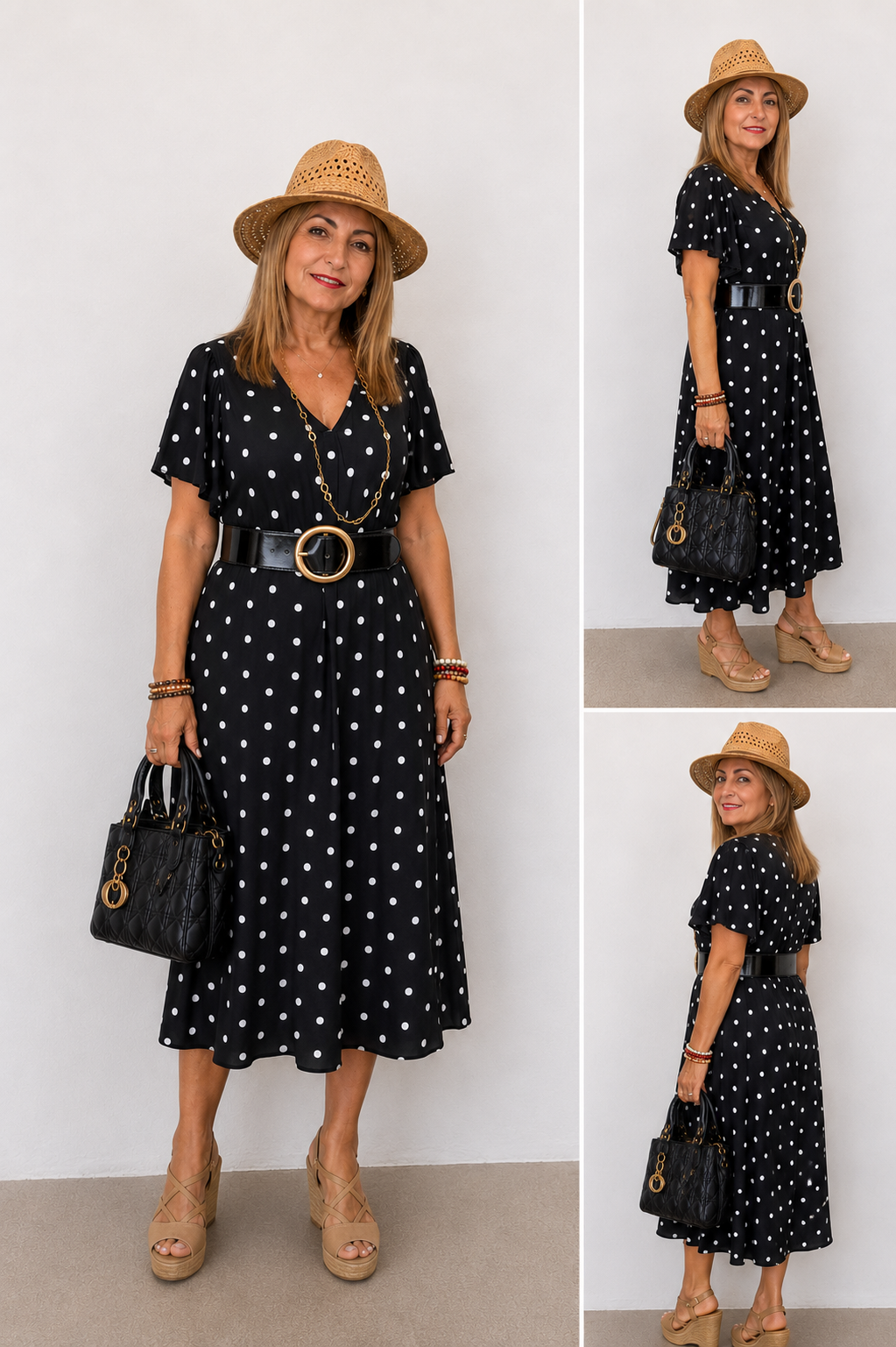 Robe midi à pois – Taille unique
Élégante et intemporelle