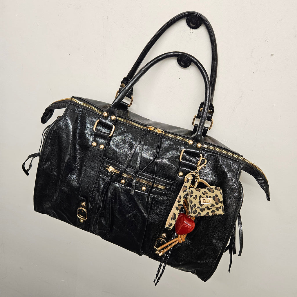 Grand Sac à main noir irisée idéal pour les Cours , Bureau , Travaille , Week-End , Fourre-Tout