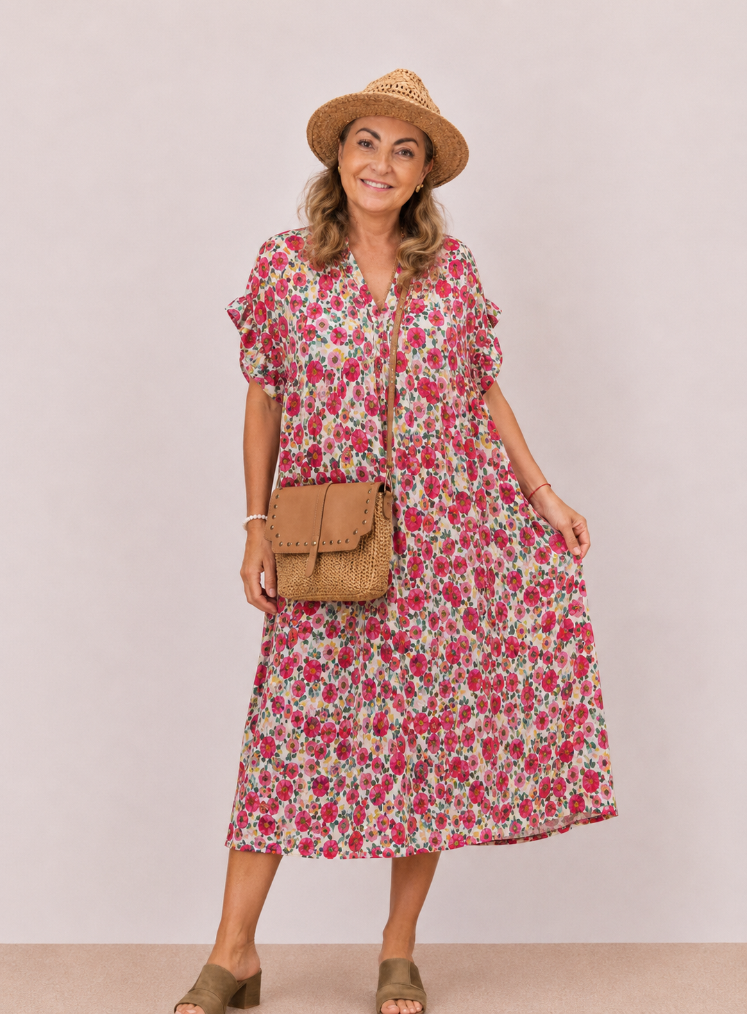 Robe fleurie – Belle Matière 100% Viscose Taille unique