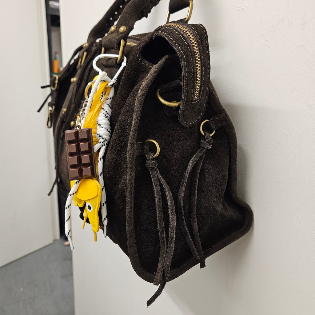 Grand Sac à main idéal pour les Cours , Bureau , Travaille , Week-End , Fourre-Tout Cuir Daim Chocolat