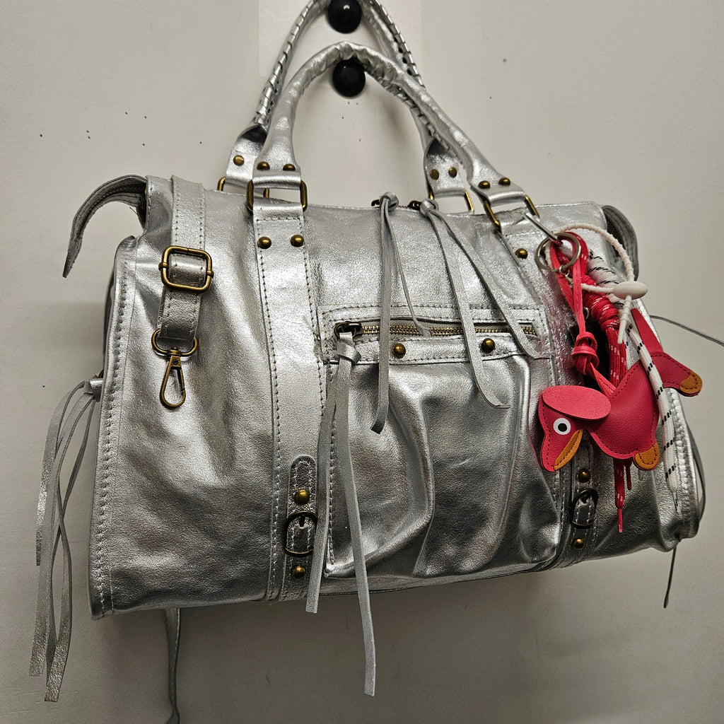 Grand Sac à main idéal pour Les Cours Argent Grande Capacité