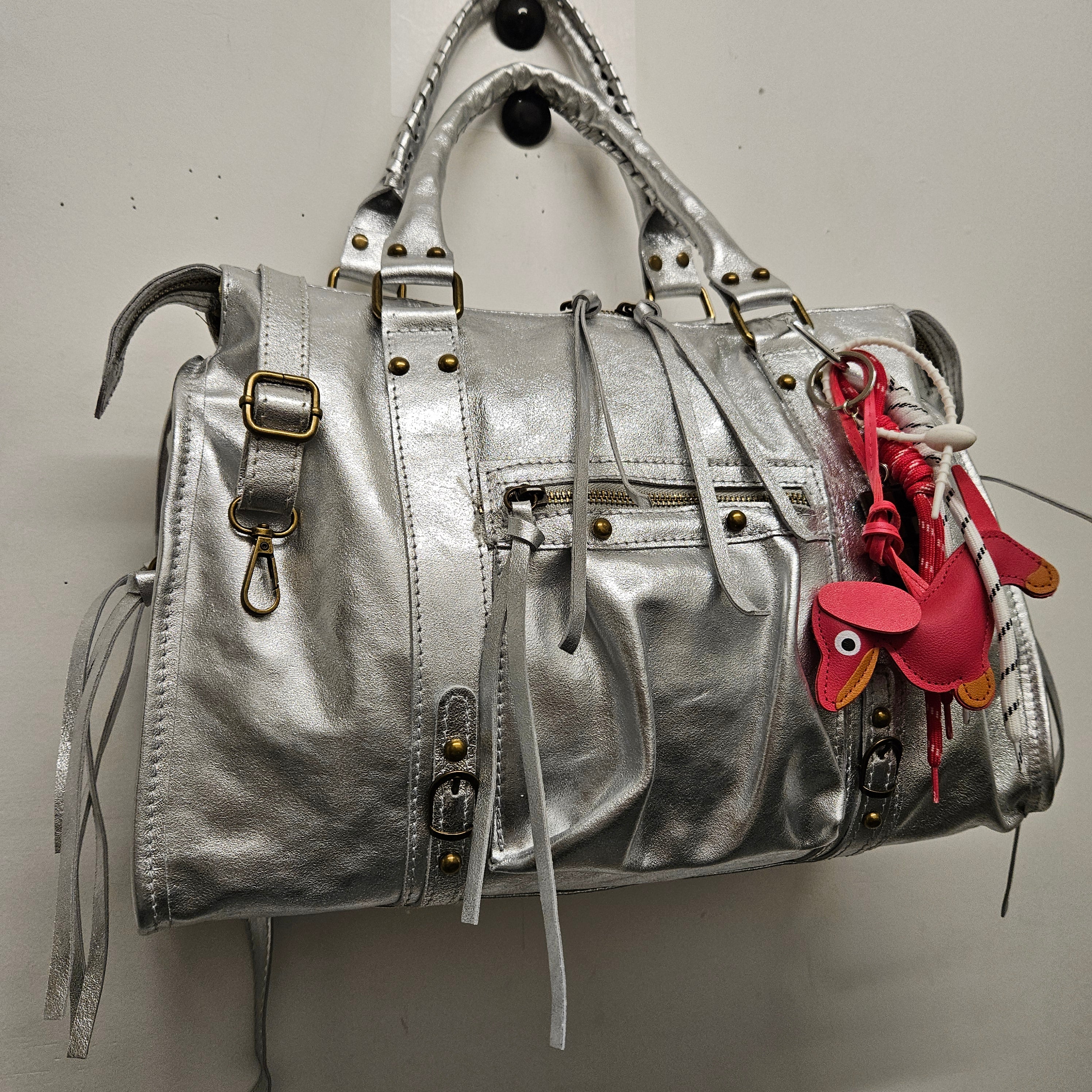 Grand Sac à main idéal pour Les Cours Argent Grande Capacité