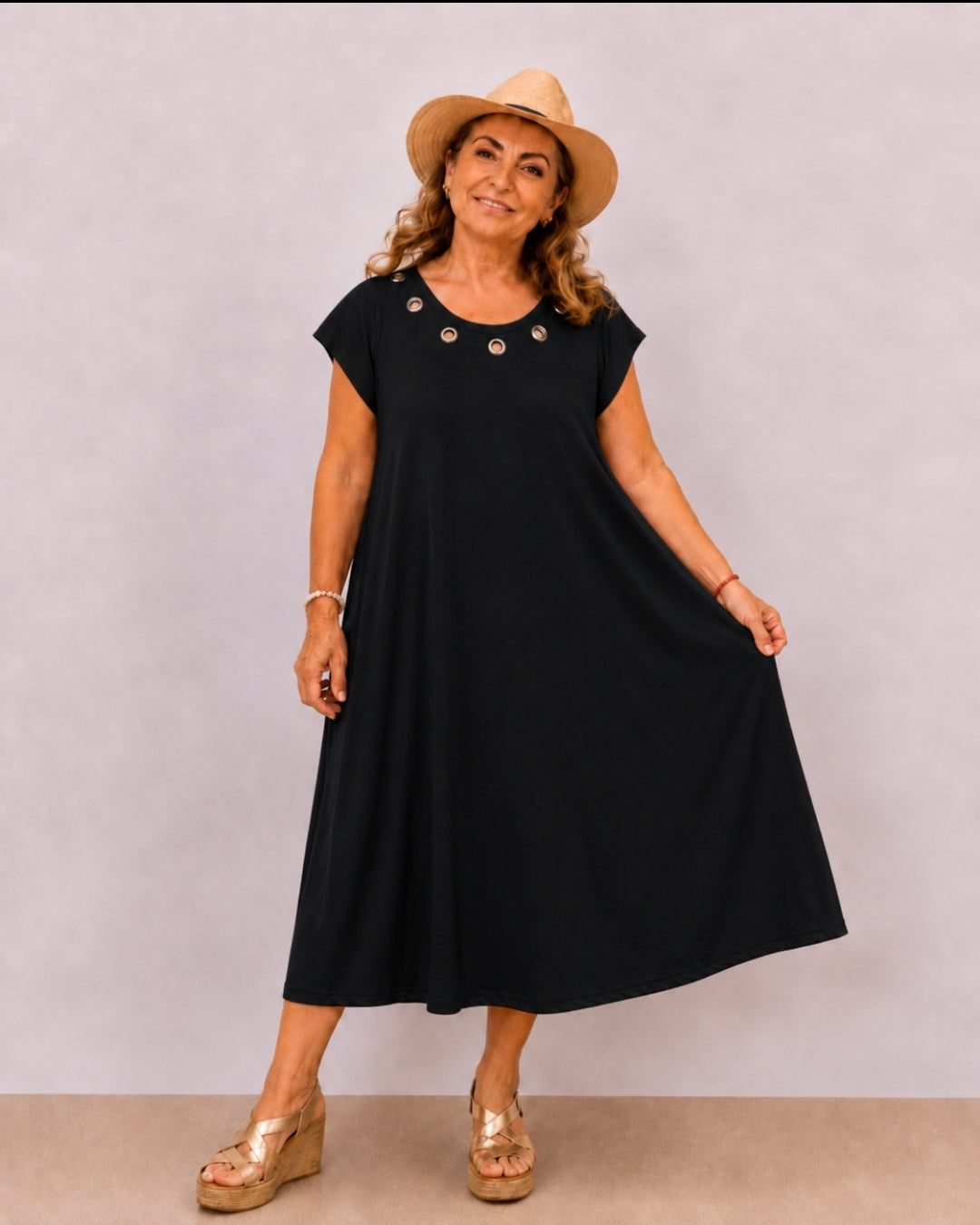Robe longue Noir fluide et confortable Taille unique 100%Coton Belle Matière