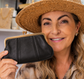Porte monnaie Noir Vintage en Cuir