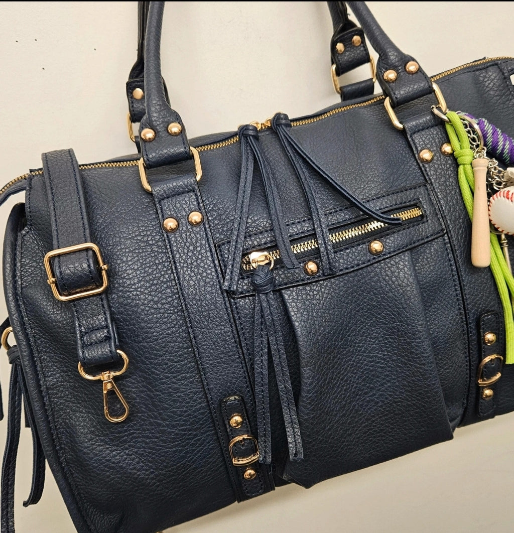 Grand Sac à main SemiliCuir Bleu Marine Femme Grande Capacité Fourre-Tout