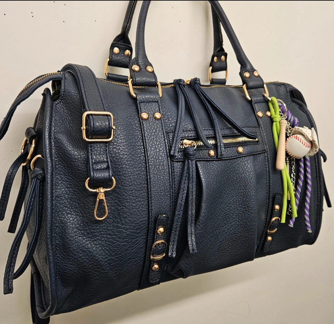 Grand Sac à main SemiliCuir Bleu Marine Femme Grande Capacité Fourre-Tout