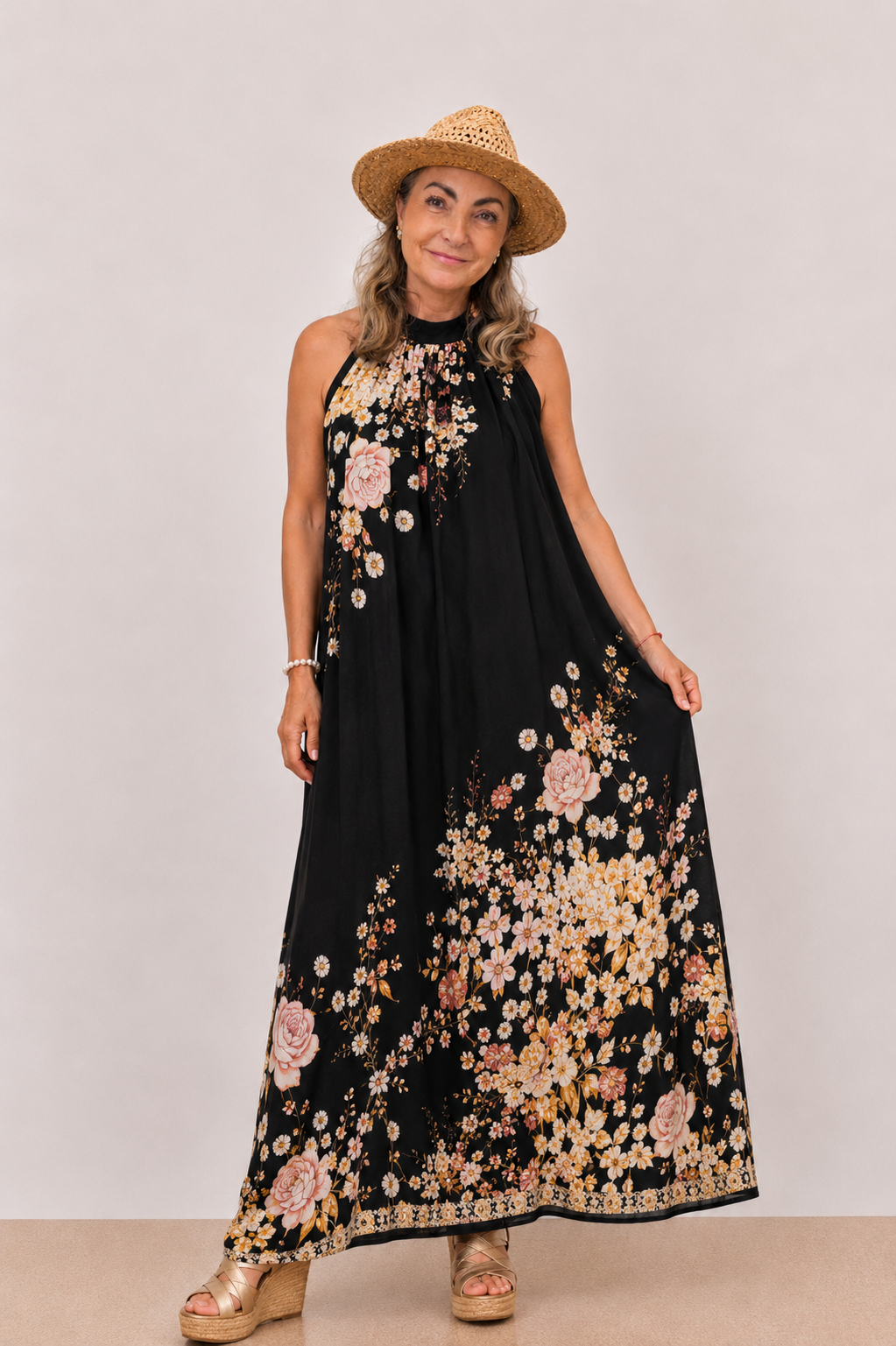 Robe longue fleurie – Belle Matière 100% Viscose