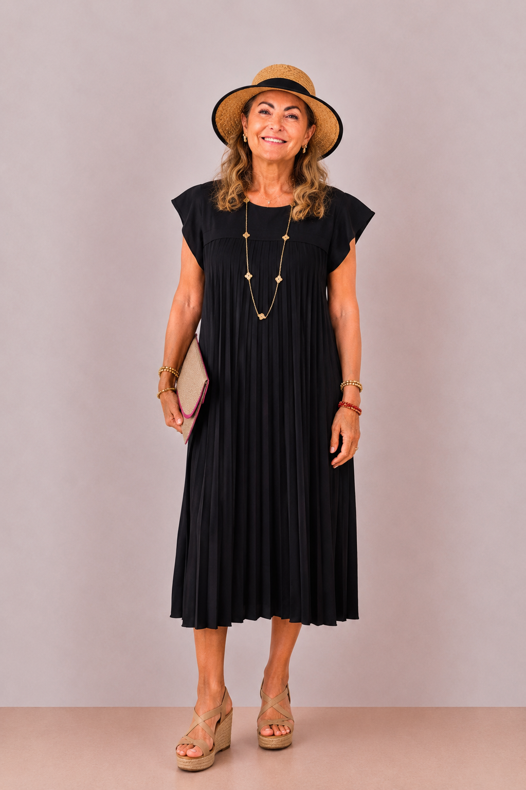 Robe plissée noire – Taille unique