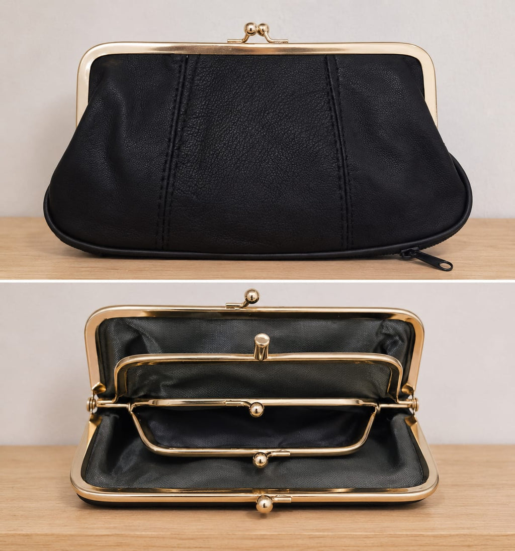 Porte monnaie Noir Vintage en Cuir
