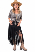 Jupe longue noire à franges – Style bohème western