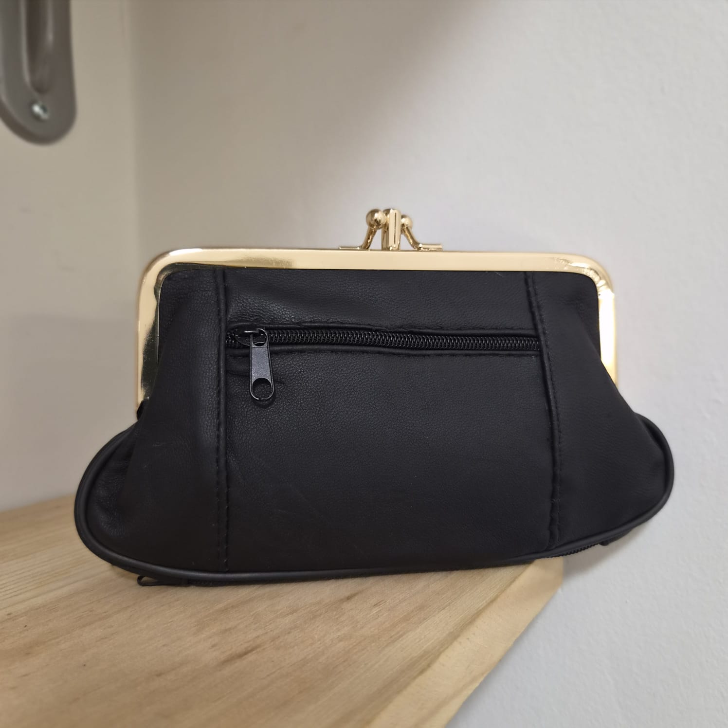 Porte monnaie Noir Vintage en Cuir