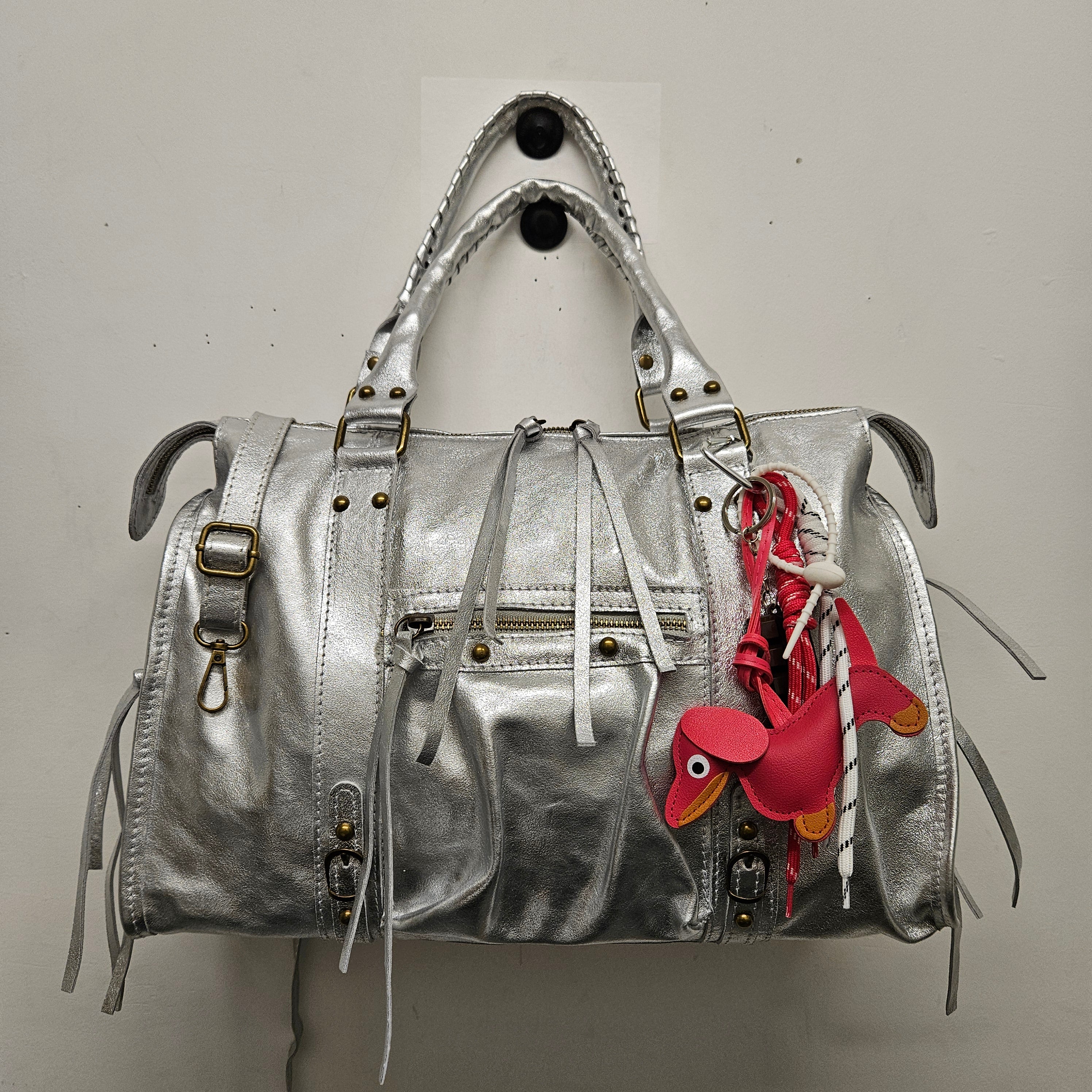 Grand Sac à main idéal pour Les Cours Argent Grande Capacité