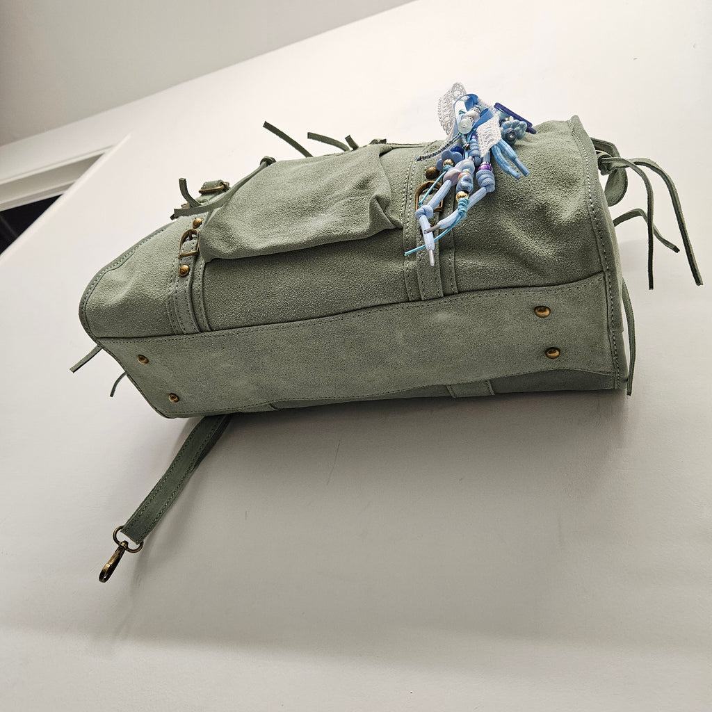 Grand Sac à main idéal pour les Cours , Bureau , Travaille , Week-End , Fourre-Tout Cuir Daim