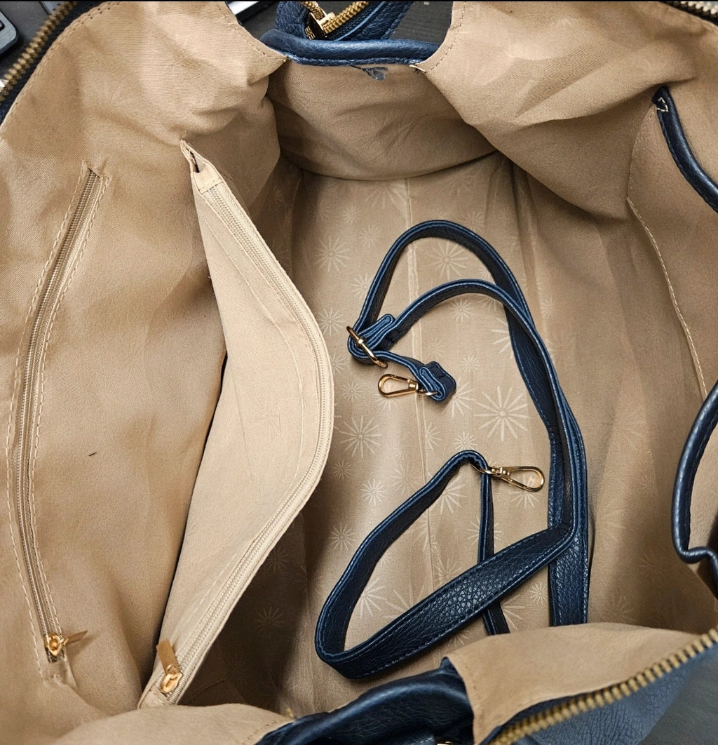Grand Sac à main SemiliCuir Bleu Marine Femme Grande Capacité Fourre-Tout