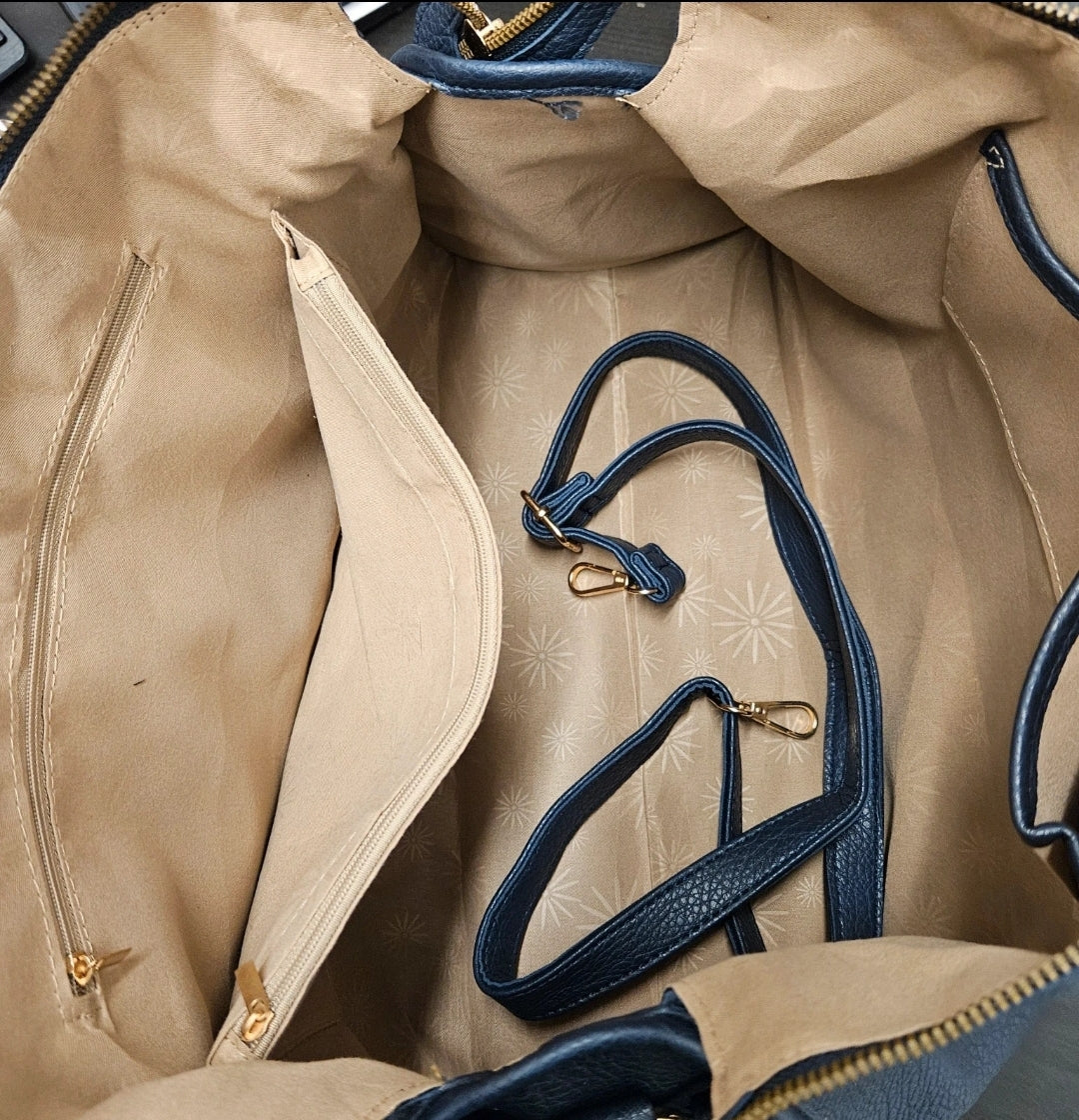 Grand Sac à main SemiliCuir Bleu Marine Femme Grande Capacité Fourre-Tout