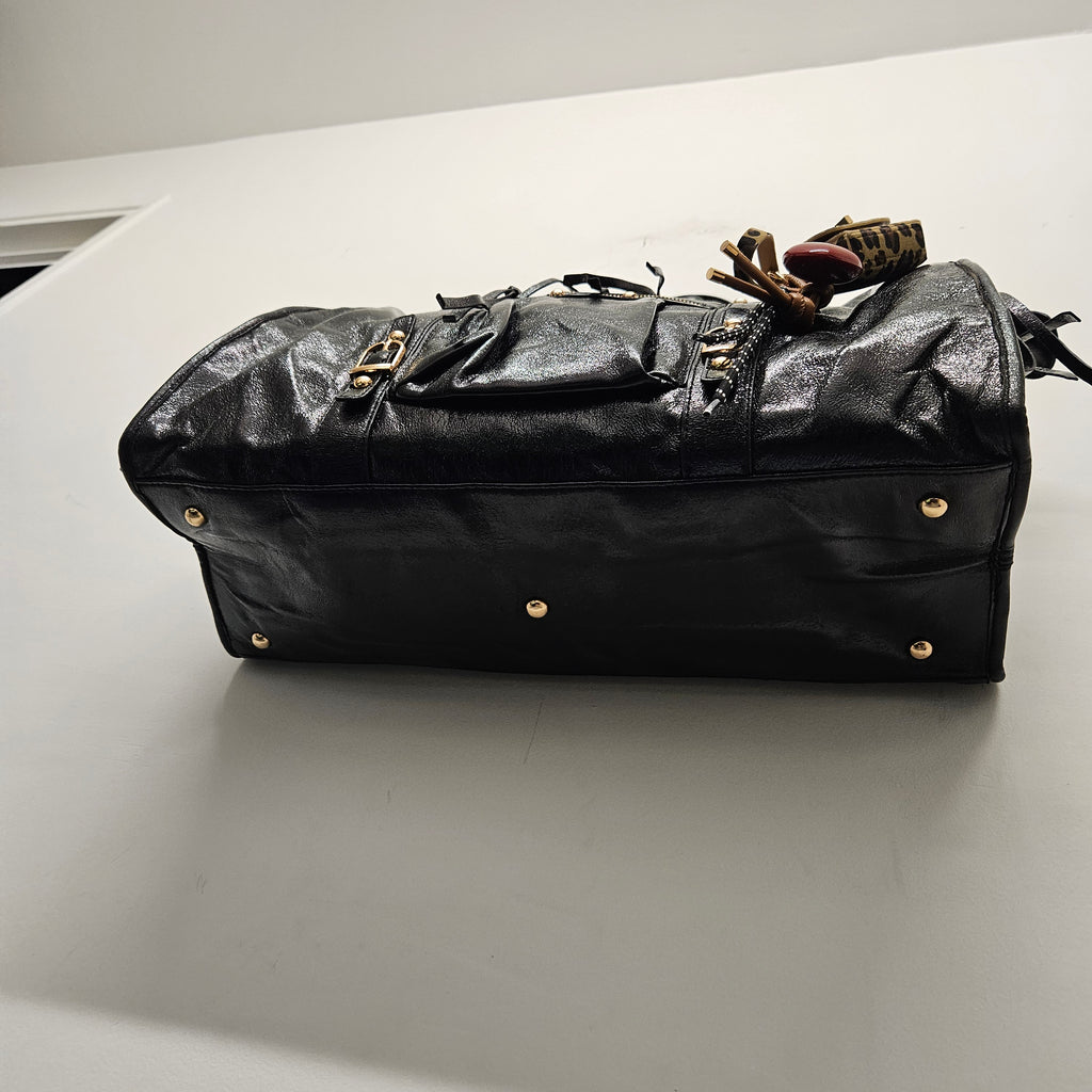 Grand Sac à main noir irisée idéal pour les Cours , Bureau , Travaille , Week-End , Fourre-Tout
