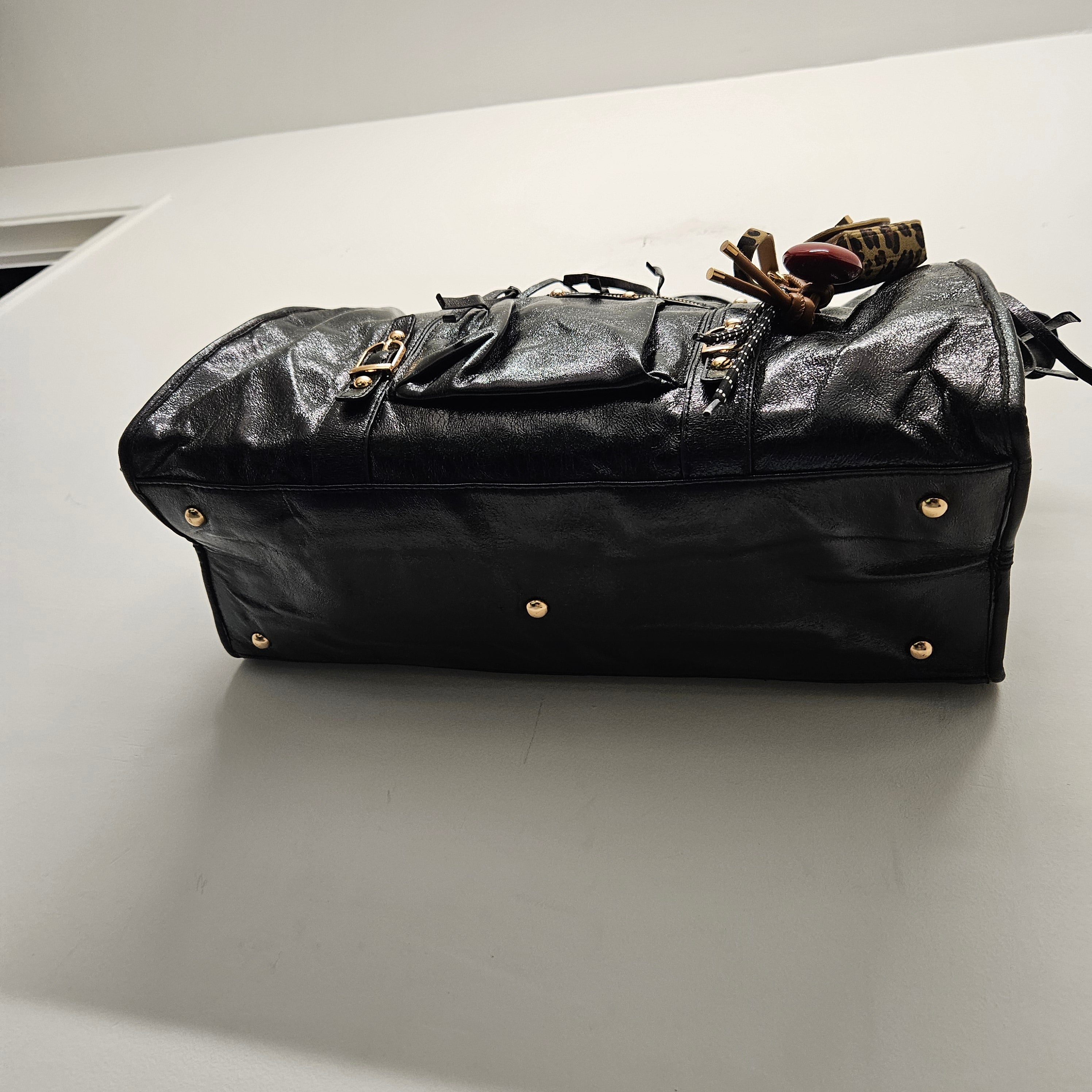 Grand Sac à main noir irisée idéal pour les Cours , Bureau , Travaille , Week-End , Fourre-Tout