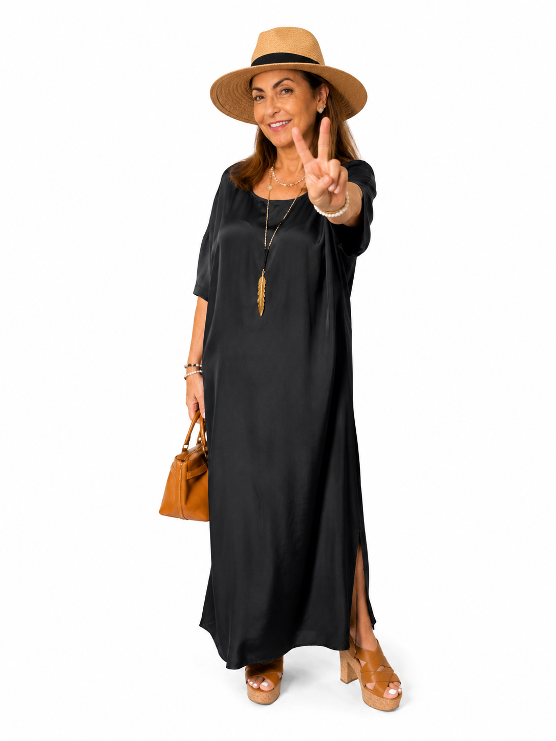 Robe longue satinée – Belle Taille unique
