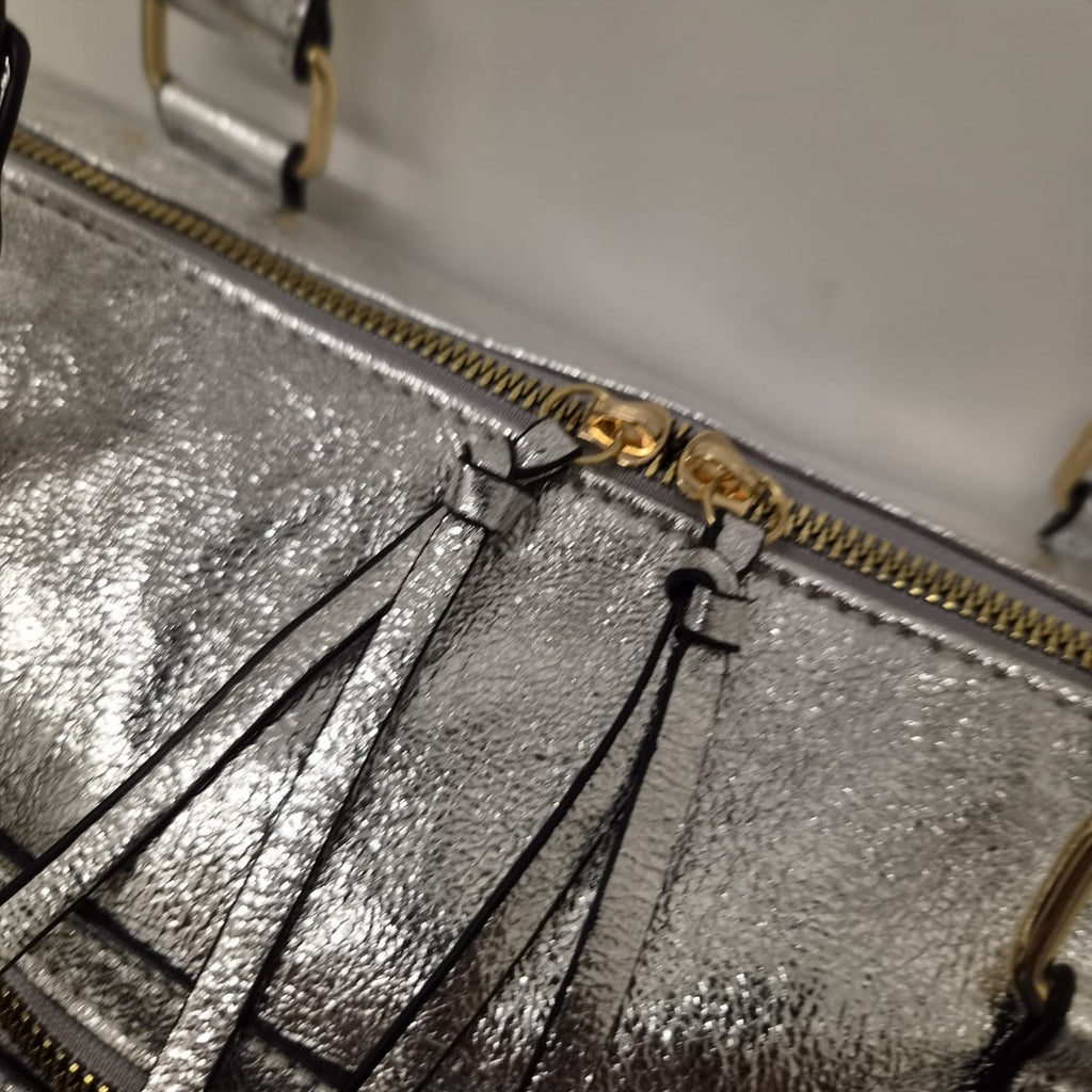 Grand Sac à main idéal pour les Cours SemiliCuir Argent Femme Grande Capacité Fourre-Tout