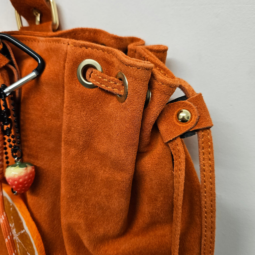 Grand Sac a main Cuir Daim Orange Fourre-Tout
