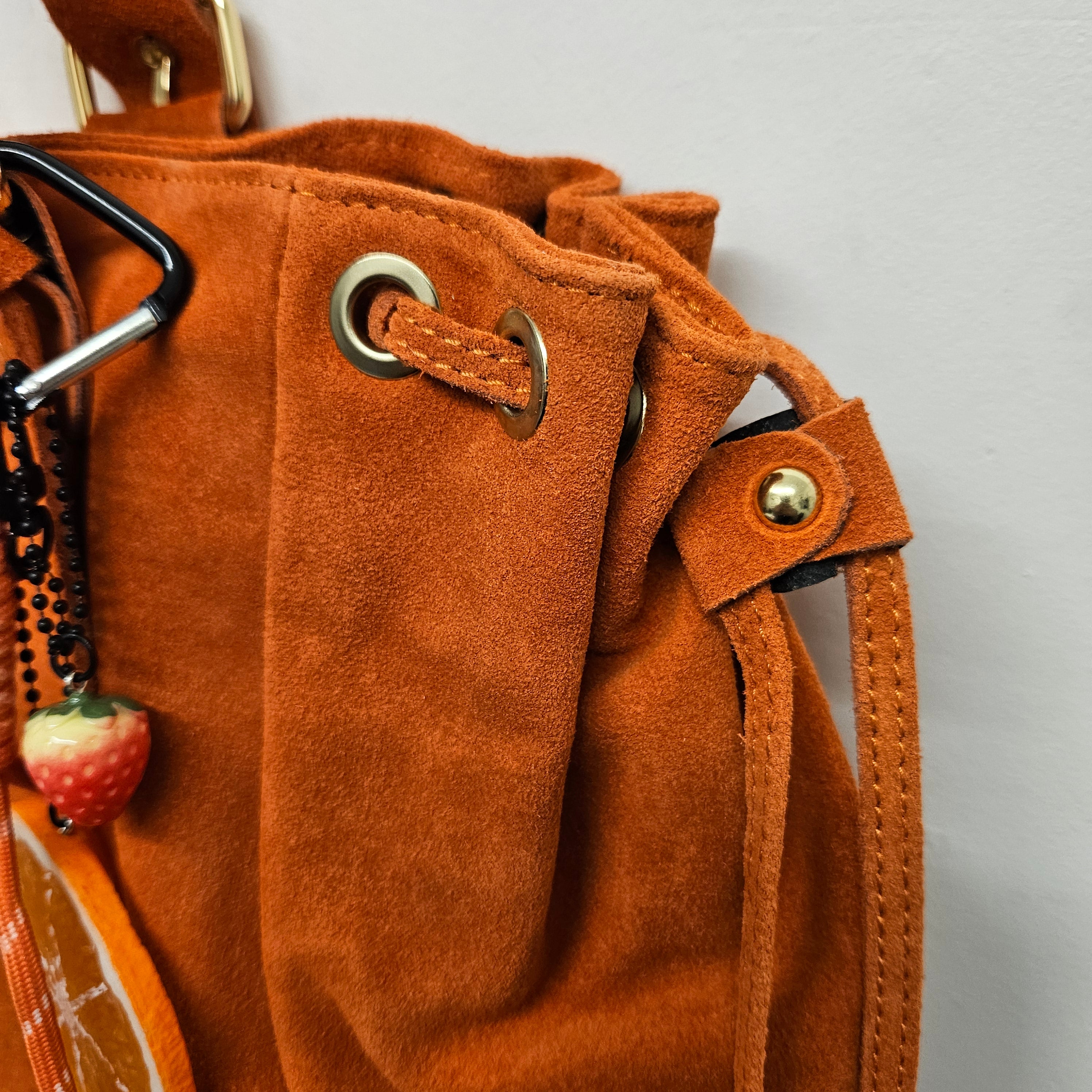 Grand Sac a main Cuir Daim Orange Fourre-Tout