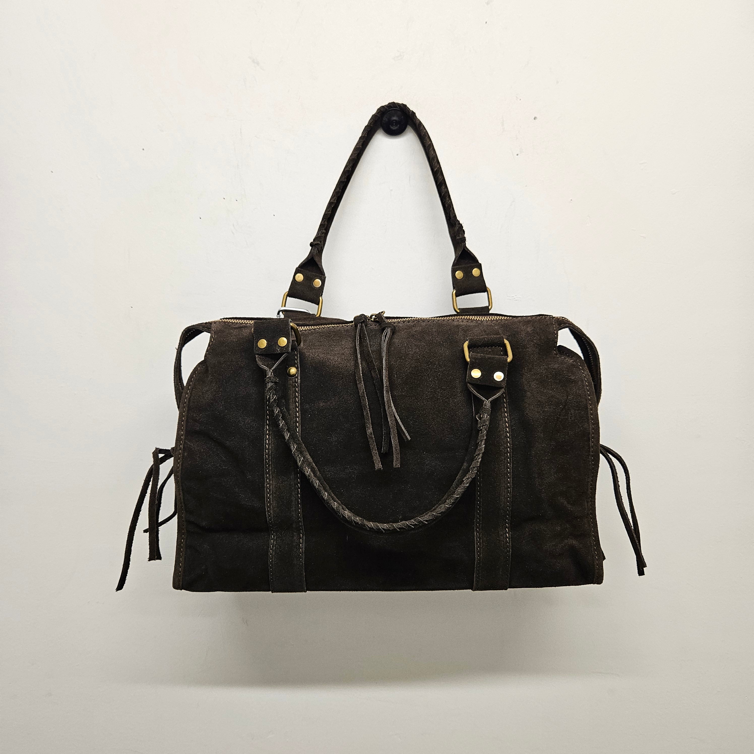 Grand Sac à main idéal pour les Cours , Bureau , Travaille , Week-End , Fourre-Tout Cuir Daim Chocolat
